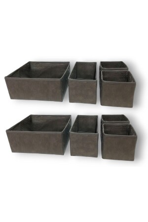 Anthrazitfarbenes 8-teiliges Schubladen-Organizer-Set – Mehrzweck-Schrankbox-Set BalkanRoomCida8 - 1