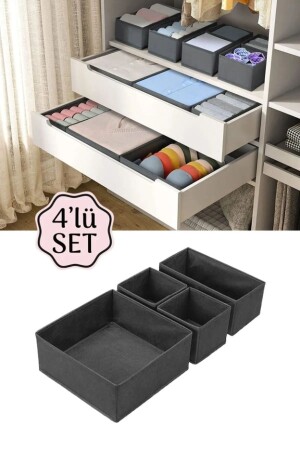 Anthrazitfarbenes Organizer-Set mit 4 Schubladen - 1