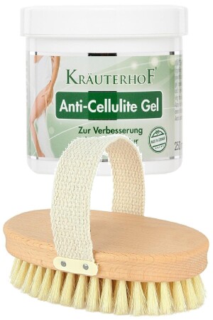 Anti-Cellulite-Bürste aus natürlichem Rosshaar + Krauterhof Anti-Cellulite-Cellulite-Gel 250 ml - 1