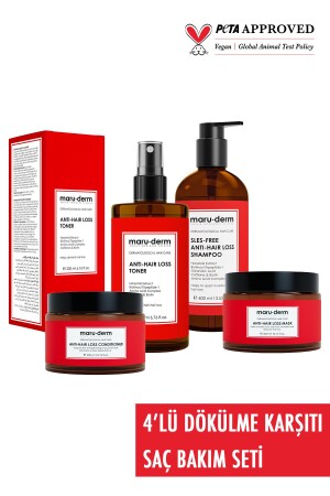 Anti-Haarausfall-Haarpflege-Set mit 4 Stück – Anti-Haarausfall-Shampoo – Spülung – Haarmaske – Haarwasser - 1