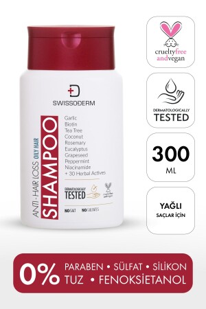 Anti-Haarausfall-Shampoo – Fettiges Haar – Vegan – Schnelle Verlängerung – Sulfatfrei, Salzfrei, gegen Haarausfall, 300 ml - 1