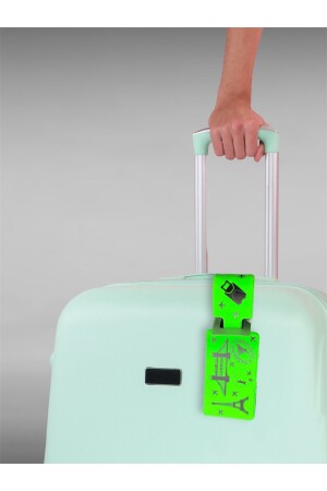 Anti Kayıp Neon Yeşil Bavul Etiketi Desenli Siyah Silikon İsimlikli Valiz Etiketi Bagaj Etiketi - 4