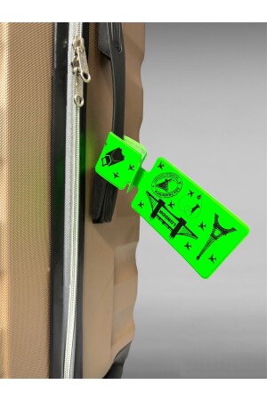 Anti Kayıp Neon Yeşil Bavul Etiketi Desenli Siyah Silikon İsimlikli Valiz Etiketi Bagaj Etiketi - 5