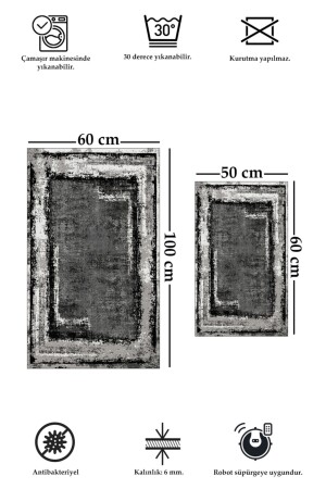 Anti-Rutsch-Unterseite, waschbar, schmutzabweisend, 260 x 100 x 50 x 60 cm, Badezimmerteppich, Badematte, WC-Sitz-Set, quadratisch, 5329-50 x 60, 60 x 100 cm - 7