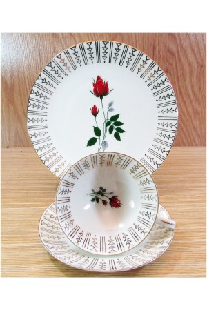 Antike GKC Bayerische Porzellan-Trio-Teetasse.Blumenmotiv 2055843 - 2