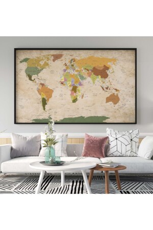 Antike Vintage-Weltkarte auf Leinwand, Gemälde worldmap1 - 1