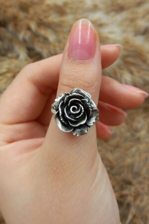 Antiker, versilberter, verstellbarer Ring mit Rosenmotiv - 6