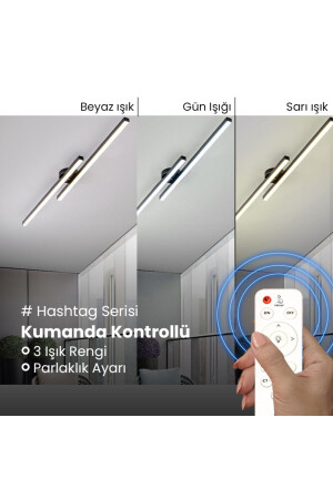 Antrasit 3 Işık Rengi Kumandalı W:80cm Çubuk*2* Led Tavan Lambası,avize,modern Aydınlatma, CL34104 - 8