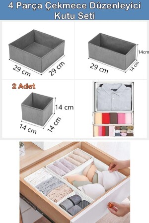 Antrasit 4'lü Çekmece Içi Düzenleyici Organizer Set - 6