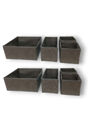 Antrasit 8'li Çekmece Içi Düzenleyici Organizer Set - Çok Amaçlı Dolap Içi Kutu Seti - 2