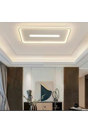 Antrasit Dikdörtgen Içi Dörtgen Led Tavan Lambası,avize,modern Aydınlatma,dekoratif 3 Işık Rengi CL54103-L - 1