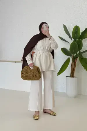 Anzug Lotus aus Rohleinen Ecru - Nuuwears