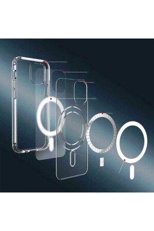 Apple Iphone 14 Pro Kılıf Magsafe Wireless Kablosuz Şarj Destekli Kristal Şeffaf Darbe Emici Kapak Tacsafe iPhone 14 Pro - 4