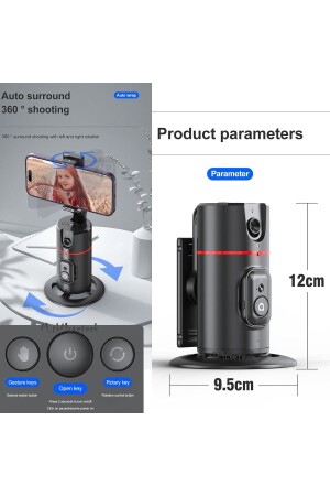 AQ9 360 Dönebilen El ve Yüz Takip Sensörlü Akıllı Mini Tripod Selfi Çubuğu Uzaktan KumandalıTracking - 3