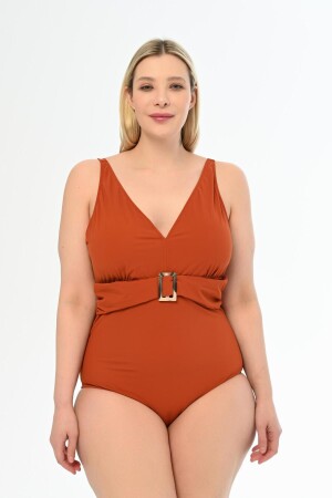 Aquaviva Cinnamon Plus Size Velena Belt Detaillierter Badeanzug für Damen - 1