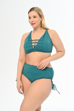 Aquaviva Damen-Bikini-Set „Venezia Cross String“ in Grün in Übergröße mit tiefem Ausschnitt - 1