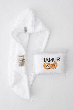 Aquist Bone Towel Geknöpftes Haartrockentuch Haarkappe Weiß E63BN0350677HM - 1