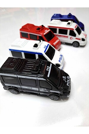 Araç Set 5 Adet Çek Bırak 112 Acil Minibüs Set Ambulans Itfaiye Polis Jandarma Emniyet 11x25cm - 3
