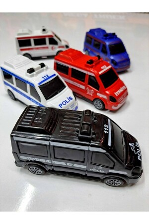 Araç Set 5 Adet Çek Bırak 112 Acil Minibüs Set Ambulans Itfaiye Polis Jandarma Emniyet 11x25cm - 5