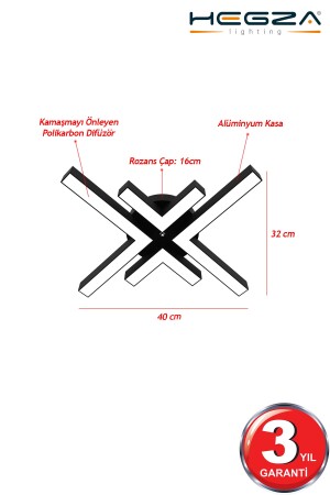 Arana ( Siyah Kasa, Beyaz Işık ) Ledli Modern Plafonyer Led Avize, Salon, Mutfak, Oturma Odası Arana-Siyah - 5