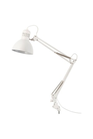 Arbeitslampe, am Tisch befestigt, Lampenschirmdurchmesser: 17 cm, Tischlampe, weiße Stahllampe, URN897 - 1