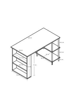 Arbeitstisch, Computertisch, Büro, Unterricht, Esstisch mit 4 Ablagen, Holzbeinen – Atlantische Kiefer MASA01 - 3