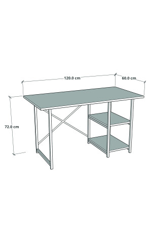 Arbeitstisch mit 2 Ablagen, Metall, Holz, 60 x 120, Büro-Computertisch, Atlantische Kiefer, FD-CALISMAMASASI-60120 - 4