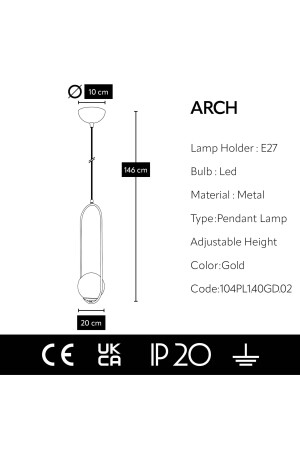 Arch Sarkıt Modern Tasarım Gold Avize 104PL1.40GD.02 - 7