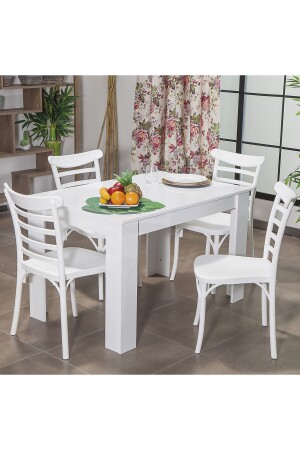 Arda / Efes Küchentisch-Set 4 Stühle 1 Tisch – Weiß MDLF0777777-01 - 1