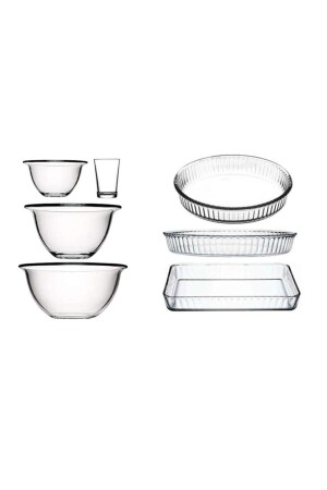 Arda Turkmenische Zubereitungsschüssel – Pyrex-Tablett-Set, 7-teilig, Fma05289, Fma03121, Fma04596, Größe 012 - 1