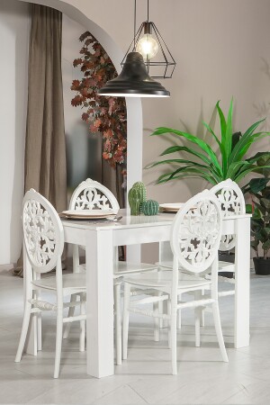 Arda / Venus Küchentisch-Set 1 Tisch 4 Stühle – Weiß MDLF1411222-52 - 1