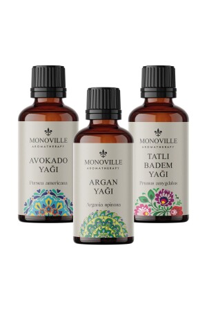 Argan Yağı 30 Ml- Avokado Yağı 30 Ml- Tatlı Badem Yağı 30 ml 3'lü Set %100 Saf Ve Doğal 3x30 ml - 2