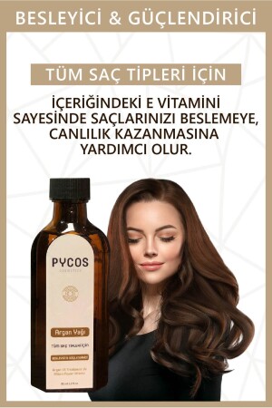Argan Yağı 95 Ml- Saç Uzatıcı - Güçlendirici- Kırılma Önleyici- Yumuşatan Yoğun Argan Saç Bakım Yağı - Pycos Cosmetics