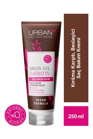 Argan Yağı&keratin Kolay Kırılan Yıpranmış Saçlara Özel Saç Bakım Kremi-vegan-250ml - 1