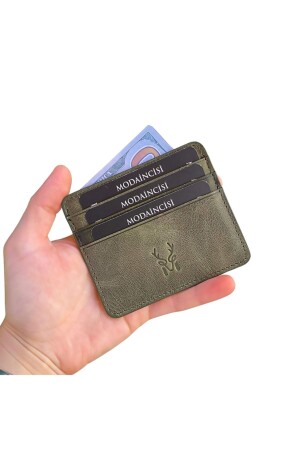 Ariza – Superschlankes Echtleder-dünnes Modell, grünes Kartenetui, Visitenkartenetui und Kreditkarte - 1
