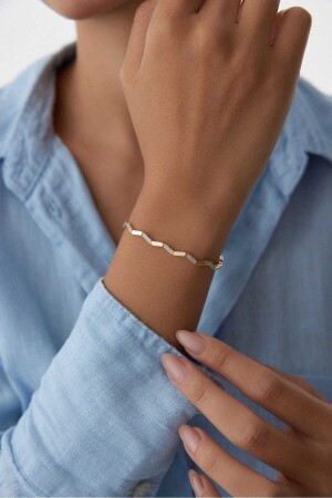 Armband aus 14 Karat Gold mit Wasserwellen-Halbsteinen - 2