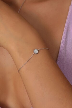 Armband aus 925er-Sterlingsilber mit Kette und weißem Zirkonstein-Sonnenmodell - 1