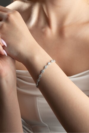 Armband aus 925er-Sterlingsilber mit rhodinierten weißen Tropfen und Zirkonsteinen - 3