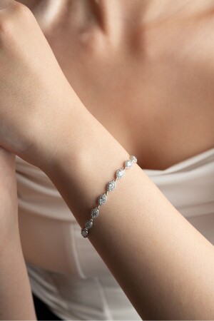 Armband aus 925er-Sterlingsilber mit rhodinierten weißen Tropfen und Zirkonsteinen - 5