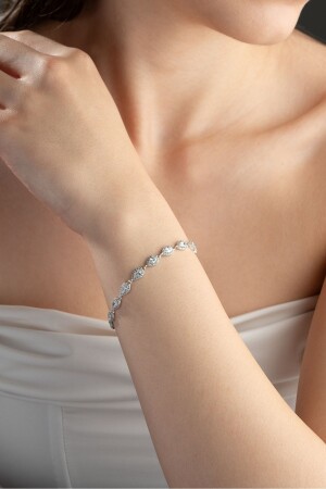 Armband aus 925er-Sterlingsilber mit rhodinierten weißen Tropfen und Zirkonsteinen - 6