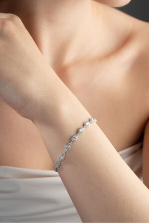 Armband aus 925er-Sterlingsilber mit rhodinierten weißen Tropfen und Zirkonsteinen - 7