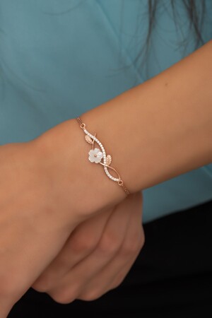 Armband aus 925er-Sterlingsilber mit Zirkonstein und Magnolienblüten - 3