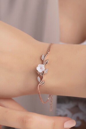 Armband mit Magnolienblüten-Modell in Rosenfarbe für Damen - 1