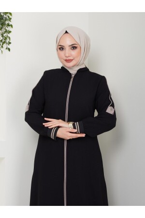 Ärmel, gerippte Schulter, detaillierte Abaya - 1