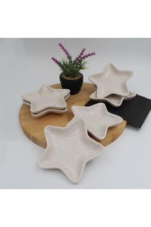 Arna 14 Cm Seramik Yıldız Çerezlik-simli Beyaz ARN14YLDZCRZ061 - Arna Porselen