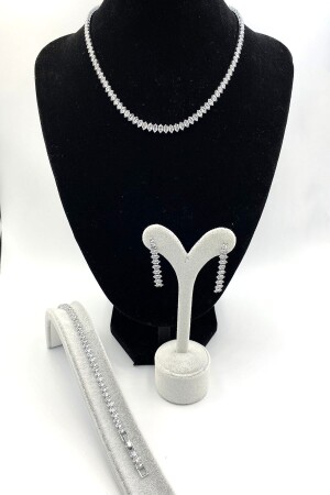 منز-النساء زيركون المكوك الحجر الفضي المياه الشعير العنق العنق الأذن المجوهرات المجموعة البدلة arpset12 - MOSSMOUR