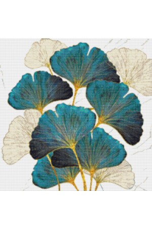 Art Blue Leaves Diamant-Mosaikgemälde/Perlenstickerei 50 x 50 cm E20202648m E20202648M - 4