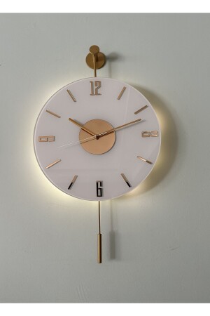 Artistry Kardelen Gold Series (35 cm ÇAP) -Pilli LED -Modern Dekoratif Cam Metal Duvar Saati - Metaquartz Aksesuar