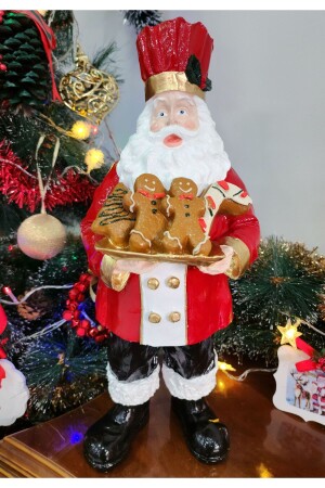 Aşçı Noel Baba Heykeli, Yılbaşı Aksesuarları, Yeni Yıl Hediyesi, Noel Baba Biblo, 41 cm 2024yeniyıl4 - 5