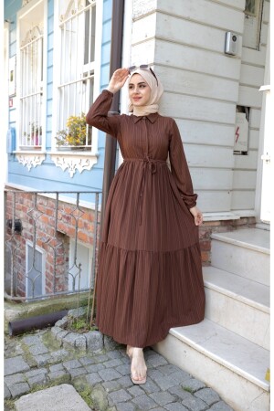 Asiatisches Hijab-Kleid mit Taillenschnürung - 2